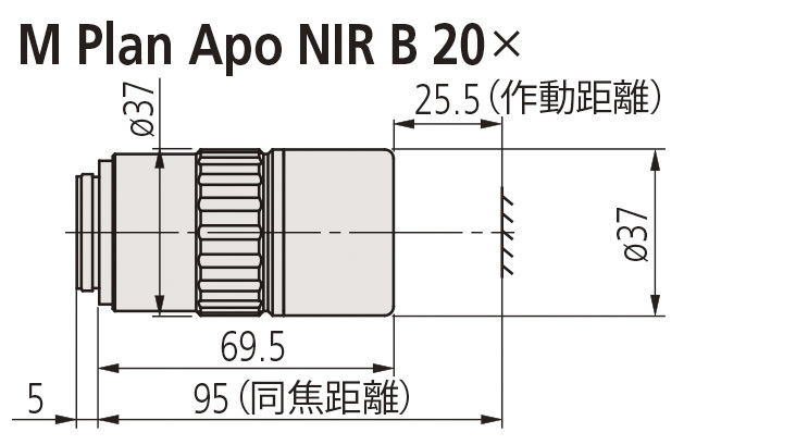 明視野用近赤外域補正対物レンズ（長作動距離） M Plan Apo NIR B